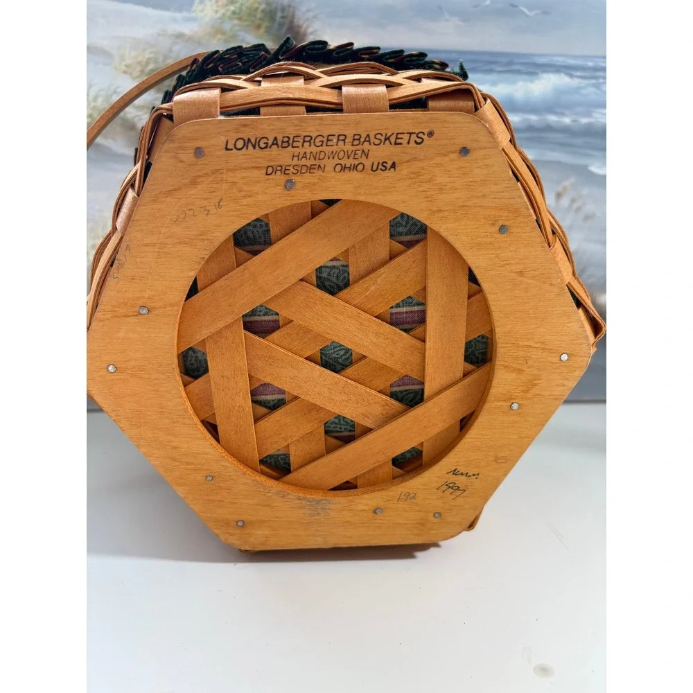 Longaberger Christmas Collection 1997 Edition Snowflake Basket Hexagon Liner
